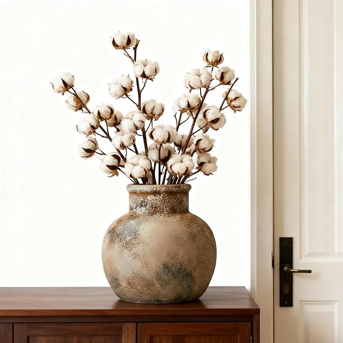 Vintage Ceramic Vases, Distressed Black and Beige, Rustic Farmhouse Decor, Handmade Textured Design for Living Room, Mantel, Coffee Table,Fireplace,Kitchen