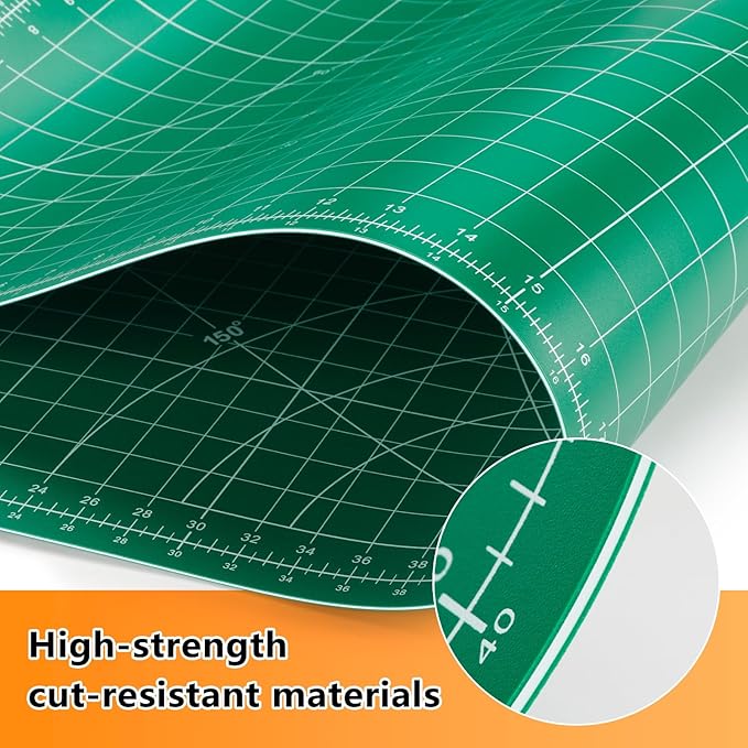 Ecraft 24"x36" Self-Healing Sewing Mat: Large Double Sided Green 5-Ply Hobby Mat, A1 Rotary Cutting Mat for Sewing, Quilting & Fabric Crafts