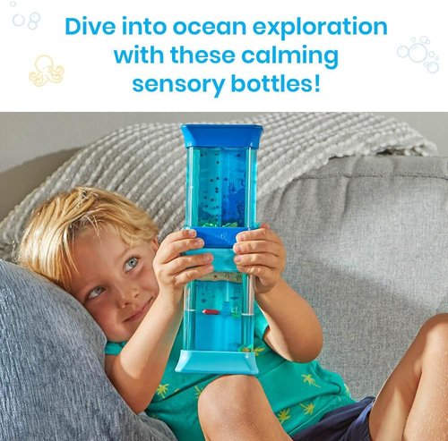 hand2mind Sensory Ocean Forces Bottles - Calming Fidget Toys for Kids 3-5 | Toddler Learning Supplies