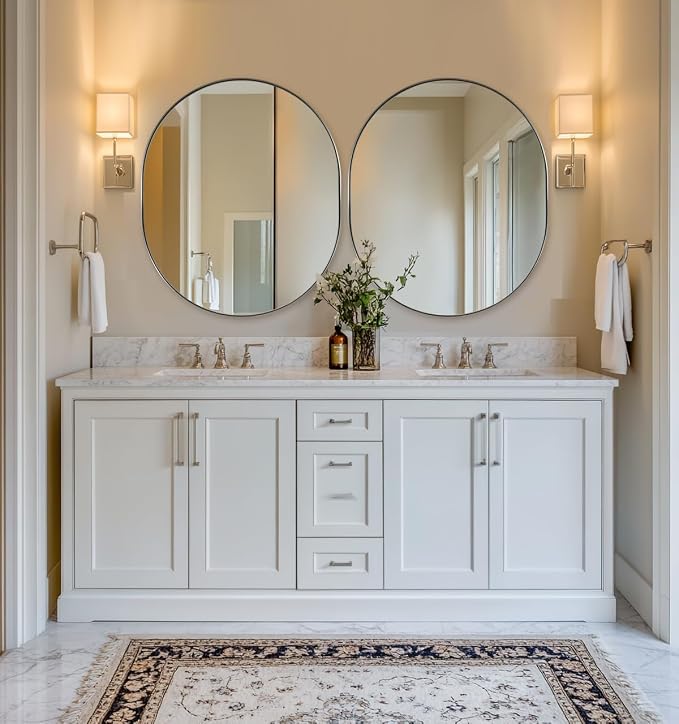 ANDY STAR Chrome Oval Mirror, 30x36'' Oval Mirror Pill-Shaped Design in Stainless Steel Metal Frame for Bathroom, Entryway, Living Room, Contemporary 1" Deep Wall Mount Vertical/Horizontal