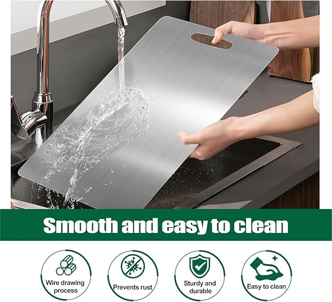 Titanium Cutting Board Set of 3, 2025 New Upgrade 100% Pure Titanium Cutting Boards for Kitchen, Double Sided Non Stick Chopping Board for Cutting Meat Vegetable Fruit, Easy to Clean