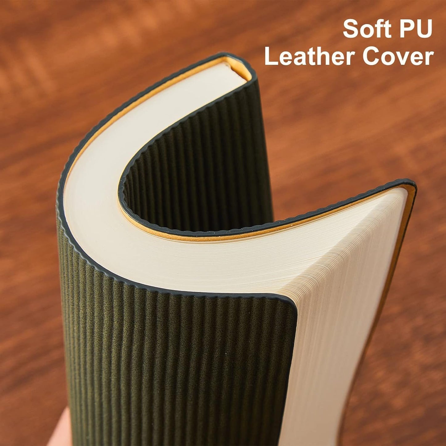 Skiennix Lined Journal Notebook - A5 PU Leather Daily Writing Journal | 216 Pages, Dark Green