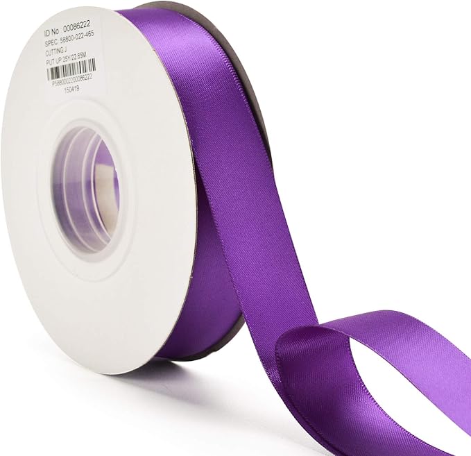 YAMA Purple Double Face Satin Ribbon - 7/8 Inch 25 Yards Purple Silk Ribbons for Crafts Gift Wrapping Wreaths