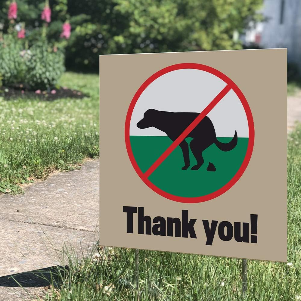 Vispronet No Dog Poop Yard Sign - Double-Sided 8x8 Weather-Resistant Sign with Stake for Parks & Homes