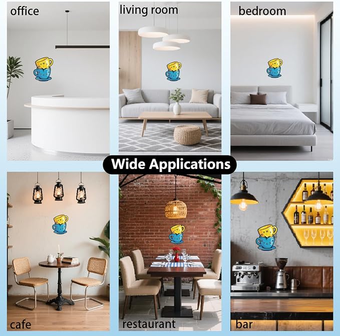 Stacked Coffee Cups Wall Clock Irregular Shape Decorative Wall Clock Cartoon Style Non-Ticking Clock for Home Office Decoration, 16.14×11.49 inch
