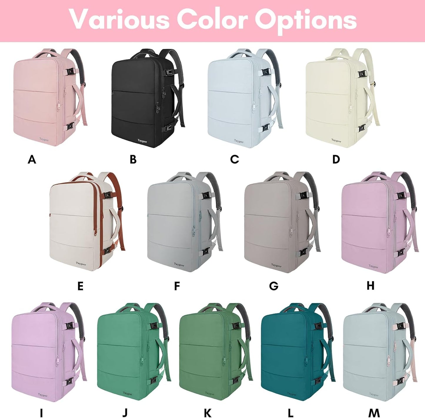 Taygeer Laptop Backpack - Large 17.3-Inch Travel Bag | TSA-Friendly 40L Daypack for Women, Pink