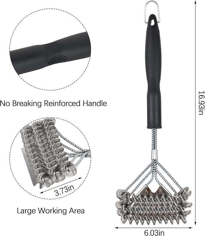 Grill Brush Scraper Bristle - 18" Stainless Grill Grate Cleaner Brush, Safe BBQ Brush for Grill - for Porcelain/Weber Gas/Charcoal Grill,