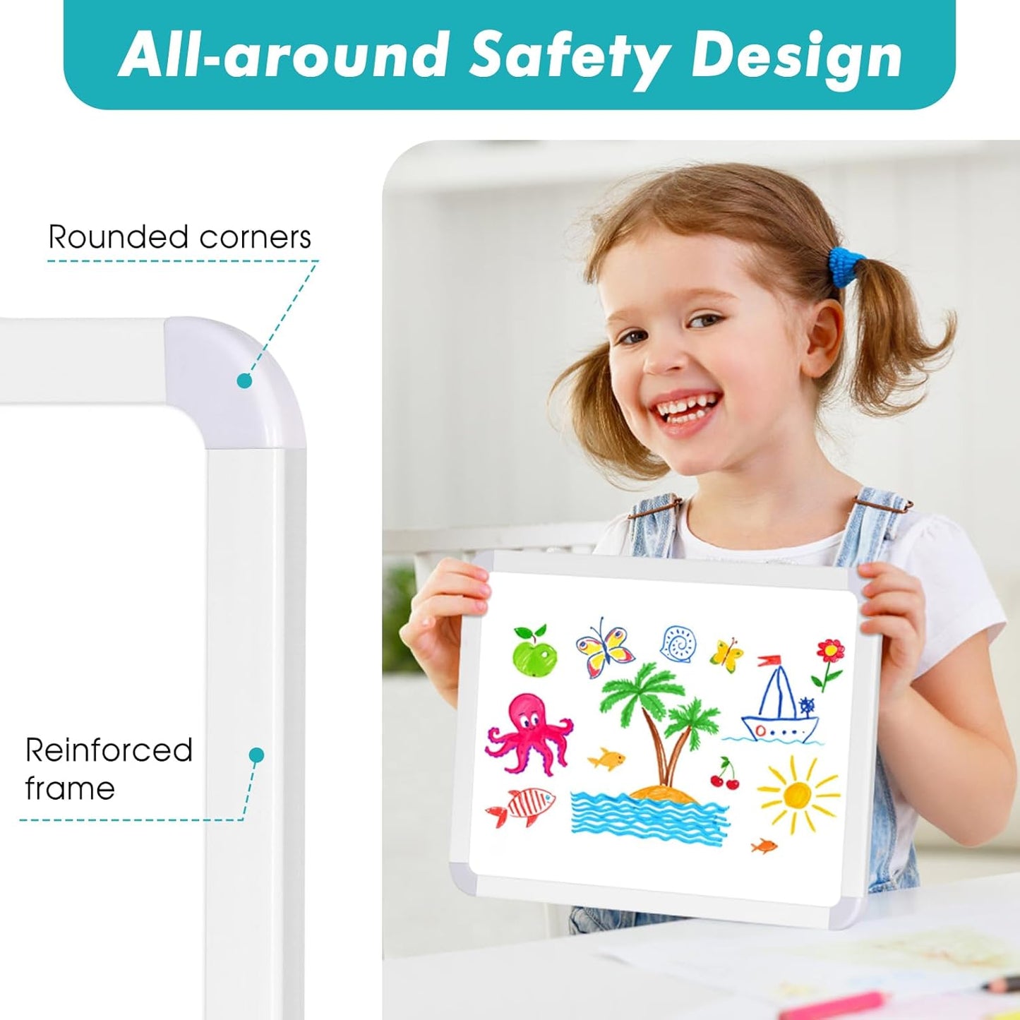 WALGLASS Magnetic Dry Erase Whiteboard - Portable 8.5" x 11" Mini Board for Home, School & Office