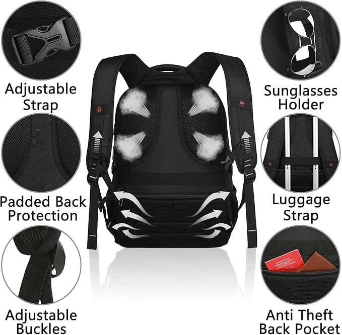 VECKUSON Lunch Bag Backpack, Insulated Cooler Lunch Box Backpack, Extra Large Travel Laptop Backpack TSA Friendly RFID Computer College bag with USB Port for Women Men Fits 17.3 Inch Laptop