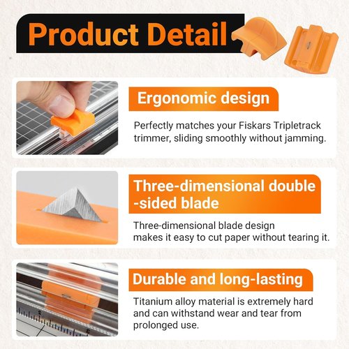 Fiskars TripleTrack Blade Replacement - Titanium Blades for SureCut & Precision Paper Trimmer | 2 Pack