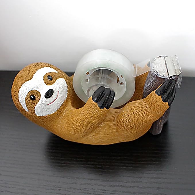 Sloth Tape Dispenser, Cute Desk Tape Holder, Adhesive Tape Cutter with High Toughness Material, Fun Office Stationery for Home School Office Use, Portable and Decorative