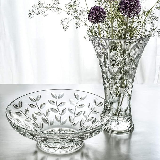 Vase - Round Opening Glass Vase - for Flowers - Roses - Designed - 11.75" H - by Barski - Made in Europe