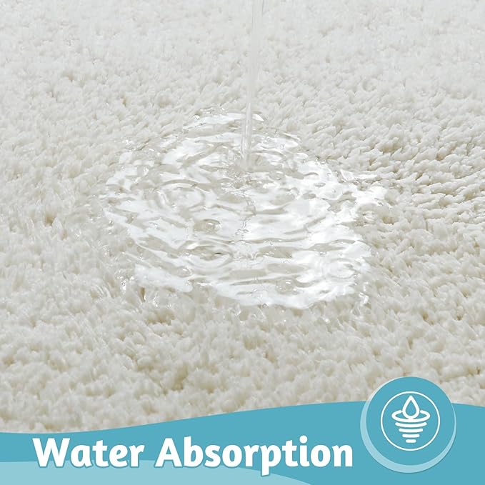 Uphome Bathroom Runner Rug, Blue Long Water Absorbent Cute Bath Mat Non Slip Washable, 24x60 Soft Irregular Shaped Shaggy Microfiber Bath Runner Rug for Floor, Bathtub, Bedroom
