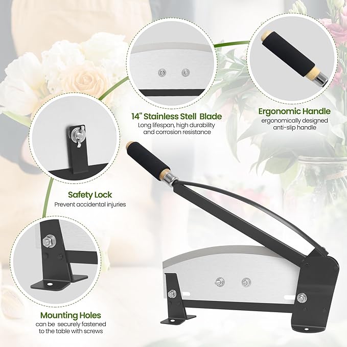 14 in Stainless-Steel Blade Fresh Flower Stem Cutters, Professional Floral Stem Cutter for Fresh Flowers, Flower Cutters for Stems Florist and Gardening with Safety Latch