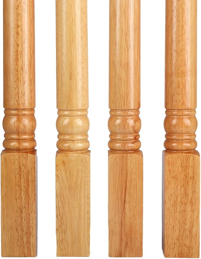 tonchean 28 inch Furniture Legs 4 Pack Turned Farmhouse Table Legs Set DIY Wood Legs Round Farmhouse Legs Replacement Coffee Table Bench Dining Legs Varnish Coated