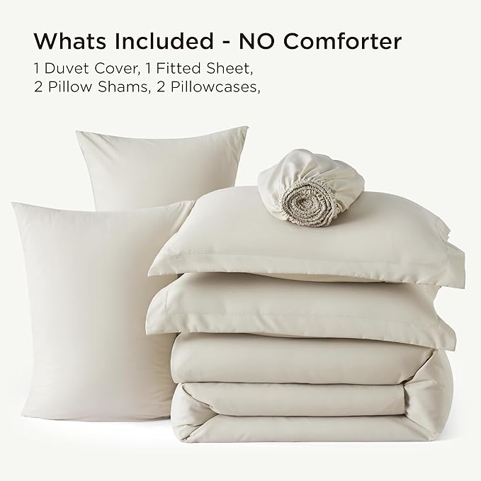 Bedsure Duvet Cover with Fitted Sheet King - 6 Pieces, Deep Pocket, Hotel Luxury Soft Double Brushed Bedding Set, 1 Duvet Cover, 1 Fitted Sheet, 2 Pillow Shams, 2 Pillowcases, NO Comforter, Linen