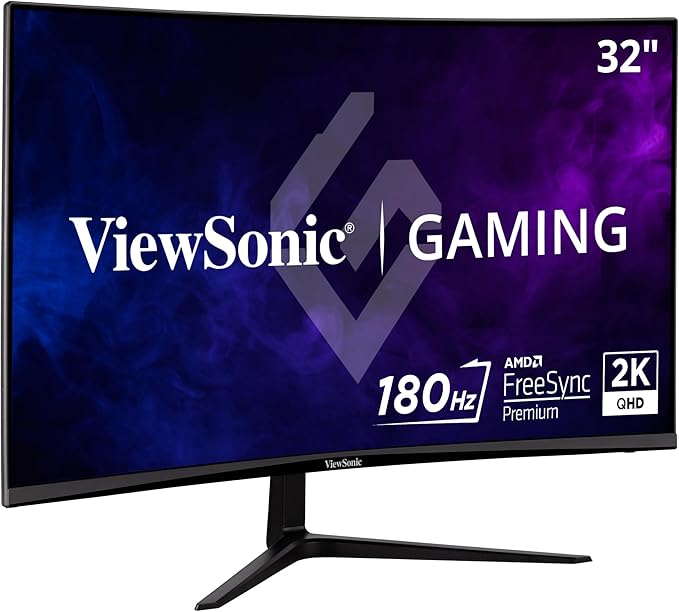 ViewSonic VX3218C-2K 32 Inch Curved 1440p 1ms 180Hz Gaming Monitor with AMD FreeSync Premium, Eye Care, HDMI and Display Port