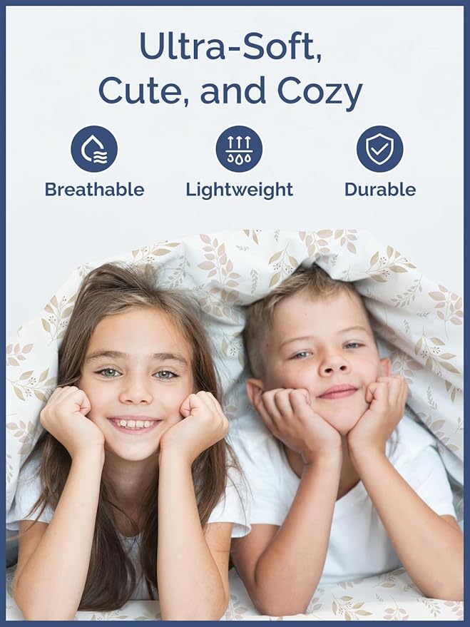 Kids Leaves Twin 3 Piece Sheet Set - Boys, Girls, Teens, Toddler - Easy Fit Deep Pockets - Breathable, Hotel Quality Bedding Sheets - Machine Washable - Wrinkle Free - Cute, Cozy, Soft - CGK Linens