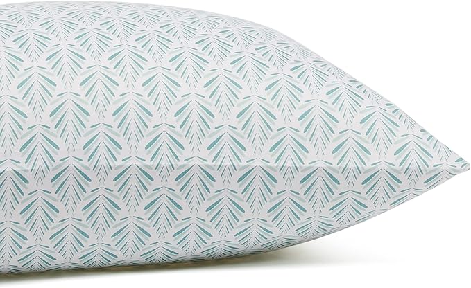 Amazon Basics Lightweight Super Soft Easy Care Wrinkle Free Microfiber 3 Piece Bed Sheet Set with 14-Inch Deep Pockets, Twin, Aqua Fern, Floral, Kids, Men & Women Bedding (Pack of 4)