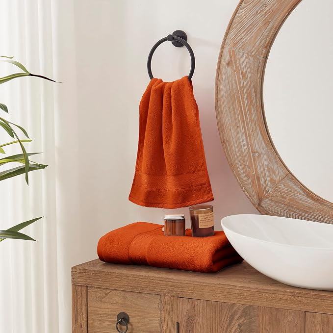 COZYART Luxury Burnt Orange Bath Towels Set, Cotton Hotel Large Towels for Bathroom, Thick Bathroom Set of 3 with 1 Bath Towel, 1 Hand Towel, 1 Washcloth, 650 GSM