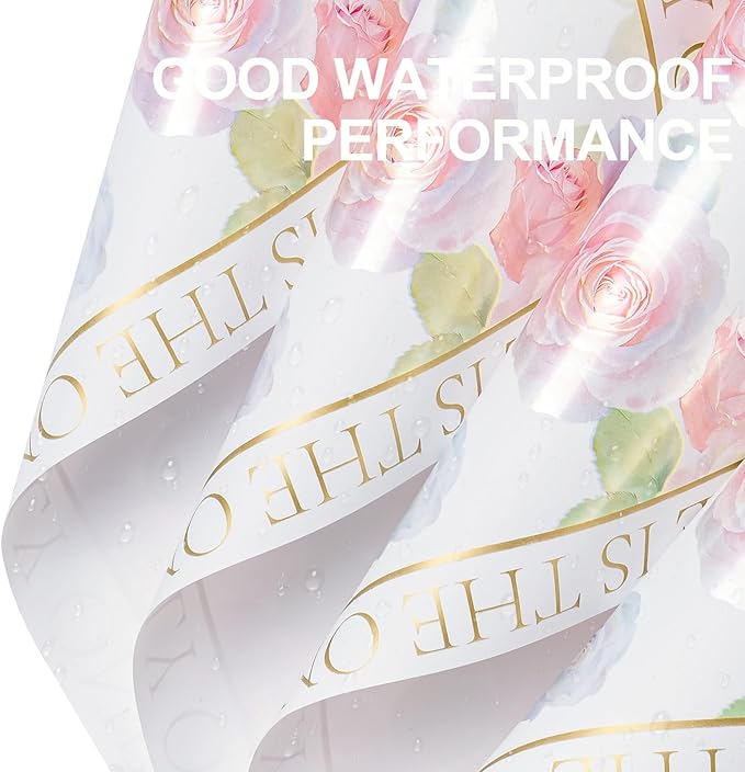 WRAPAHOLIC 20 Sheets White Flower Wrapping Paper - 22.4 x 22.4 inch Rose Design Water-Resistant Floral Bouquet Wrapping Paper, Florist Supplies Packaging for Wedding Birthday Gift DIY