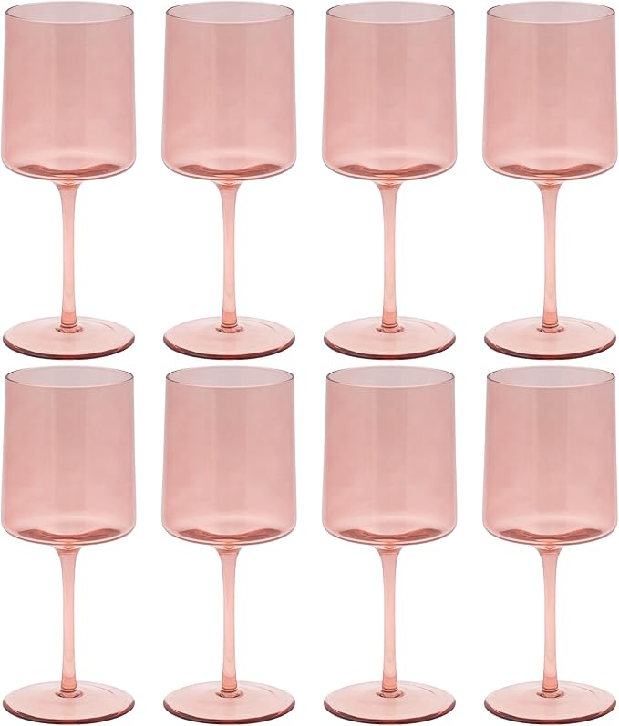 Karma Mid Century Wine Glass Blush Set Of Eight