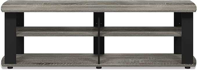 Furinno NELLY TV Stand, 3-Tier Entertainment Center with Open Shelves Storage, TV Console for TV up to 50 Inch, Soft Edges, for Living Room, Bedroom, French Oak
