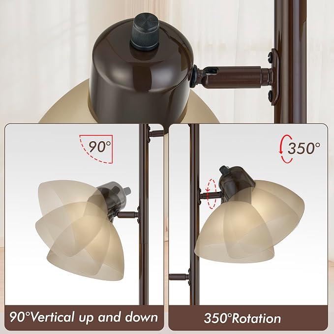 Modern Tree Floor Lamp for Living Room Bedroom, Tall Pole Standing Lamps with 3 Adjustable Rotating Heads for Office, Decor Corner, Reading Indoor, 3 Bright Lights LED Bulbs Included (Brown)