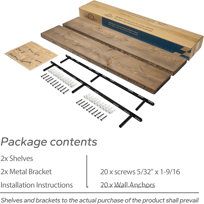 BGMG Floating Shelves 60 inch Long, Distressed,Wide Rustic Wooden Wall Shelves for Living Room Bedroom Kitchen Farmhouse Set of 2-60x6.7x1.75 inch-Distressed Walnut