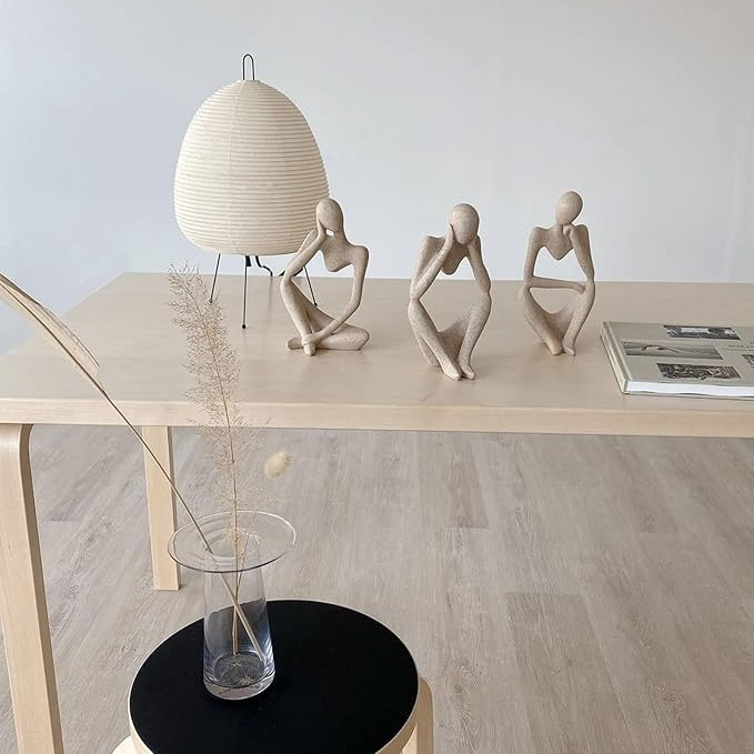 Thinker Statues And Sculptures, Sandstone Resin Thinker Statue Ornaments, Abstract Style Sculptures, Housewarming Gifts, Housewarming Decorations, Living Room Dining Desk Decorations (Right, Small)