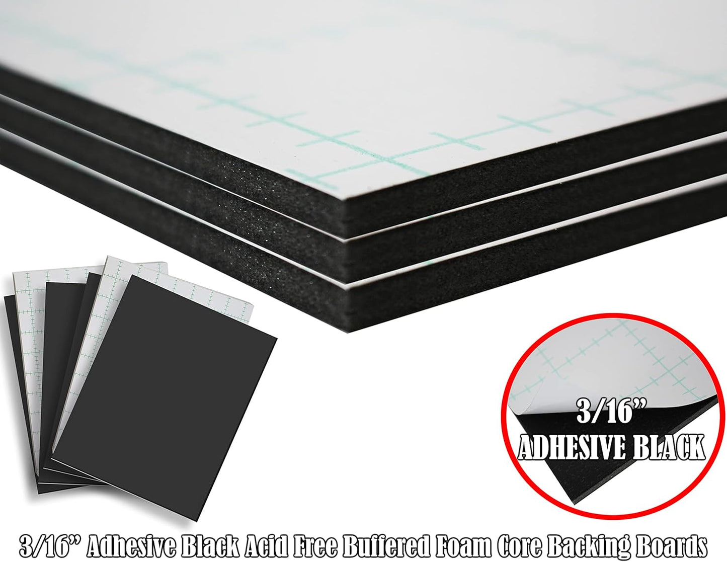Skiennix Self-Adhesive Foam Board - 30x40" Black Mounting Board, Acid-Free, 5-Pack, 3/16" Thick