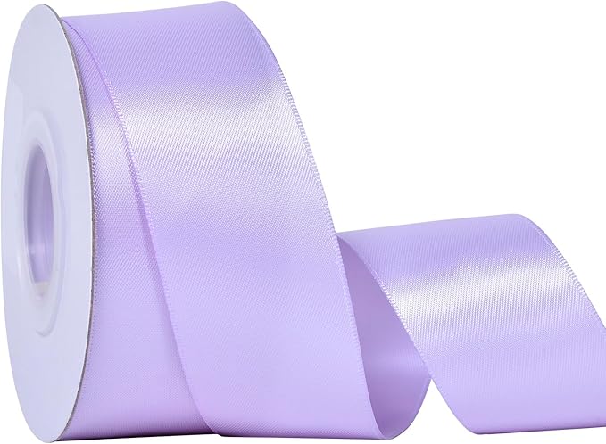 YAMA Light Purple Double Faced Satin Ribbon 1 1/2 Inch 25 Yards Lavender Ribbon for Crafts Bows Flower Bouquet Wedding Home Decor Gift Wrapping