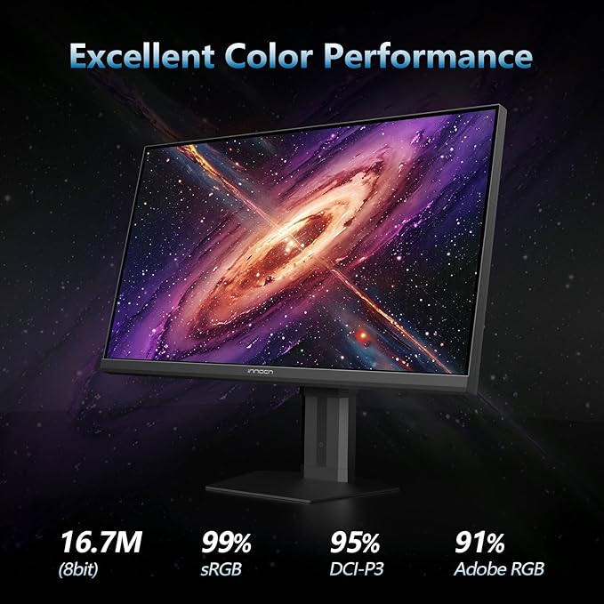 INNOCN 24.5" Monitor 1920 x 1080p 240Hz 1ms Gaming PC Computer IPS Display HDR400 HDMI, DisplayPort, Height/Pivot Adjustable Stand, Mountable, Black - 25G2H Plus