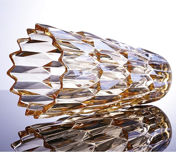 9.6" High Amber Glass Flower Vase for Home Decor, Dining Wedding Table Office Holiday Party Centerpiece Decoration