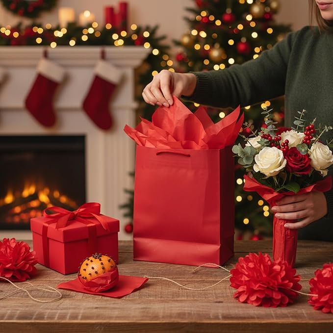Qilery 500 Sheets Christmas Red Tissue Paper Bulk for Gift Bags 15 x 20 Inch Acid Free Decoupage Packaging Wrapping Paper Sheets for Christmas Decoration DIY Crafts, China para Piñatas, Wedding Party