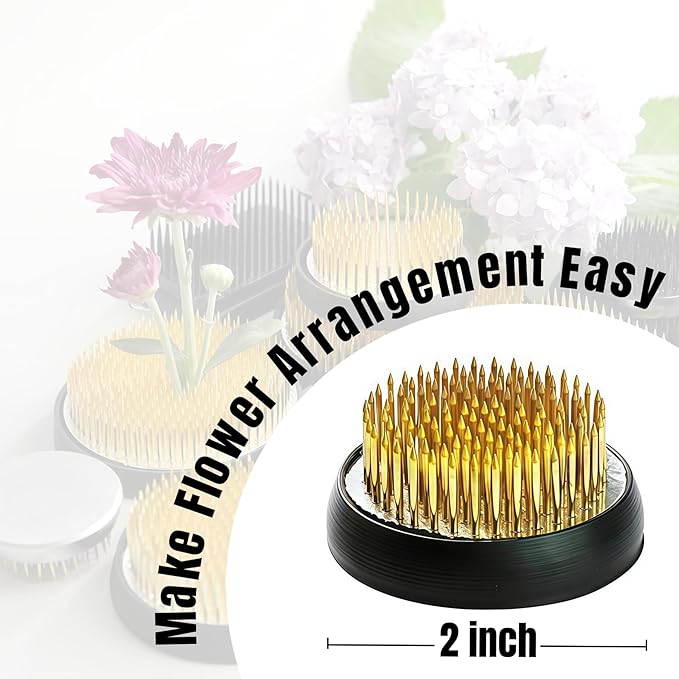 Brass Pin Floral Frog Ikebana Kenzan Flower Arranger Holder with Lead Base Rubber (1.97inch/50mm)