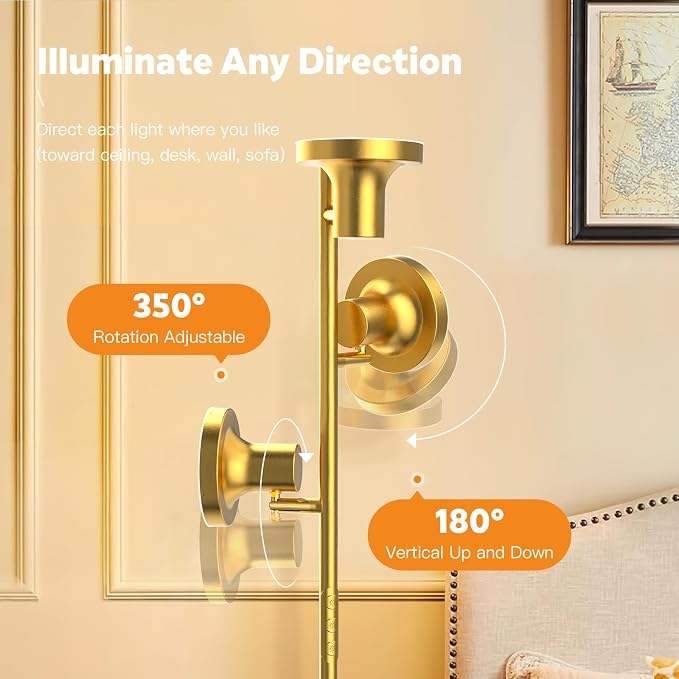 SIBRILLE 36W LED Tree Floor Lamp, Modern Dimmable Standing Lamp with Remote & Touch Control, 4 Color Temperatures, 3 Rotatable LED Light Floor Lamps for Living Room, Bedroom, Office