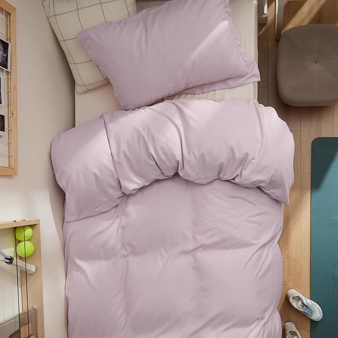 Bedsure Duvet Cover Twin/Twin XL Size - Soft Double Brushed Bedding Set for Kids & Adults, Zipper Closure, 2 Pieces, Includes 1 Duvet Cover (68"x90") & 1 Pillow Sham, NO Comforter, Pink Mocha