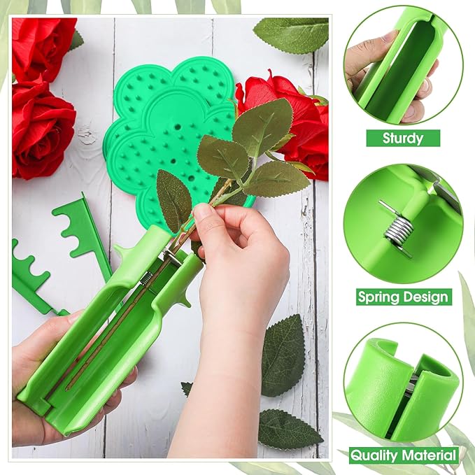 Lasnten 4 Pcs Rose Thorn Stripper Tool Thorn Remover Rose Cleaner Tool to Remove Leafs Thorns for Christmas Wedding Home Flower Shop DIY Florist Gardening Making Floral Arrangement(Green)