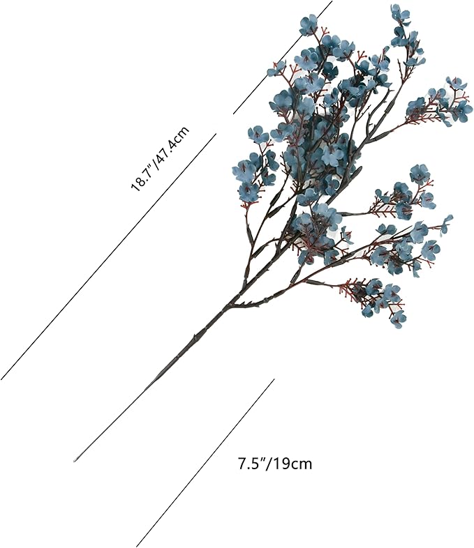 Mandy's Dusty Blue Artificial Baby’s Breath European Flowers 6 Bundles Silk Gypsophila with Bendable Stems for Fall Thanksgiving & Christmas Centerpiece Wedding Decor and Table Arrangements