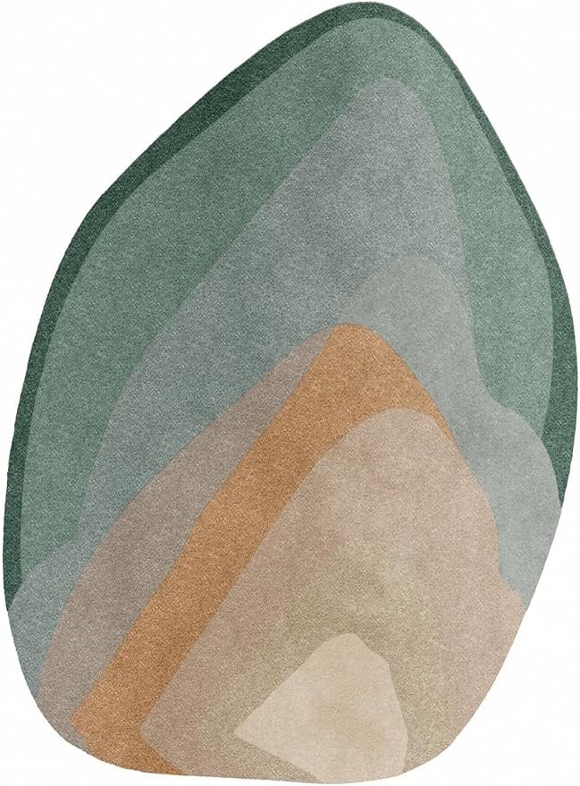 Boho Irregular Area Rug Green Grey Brown Modern Abstract Organic Shaped Unique Designer Rug for Bedroom Nursery Living Room Washable Large Rugs Funky Playroom Classroom Non Shedding Thick Carpet 10x16