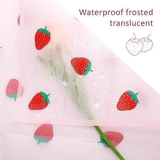 20 Sheets Flower Wrapping Paper, Matte Florist Strawberry Flower Bouquet Wrapping Paper With Ribbon Pink Paper Floral Wrap Papers for Bouquets Gifts Wrapping Papers for Birthday Girl Wedding Christmas