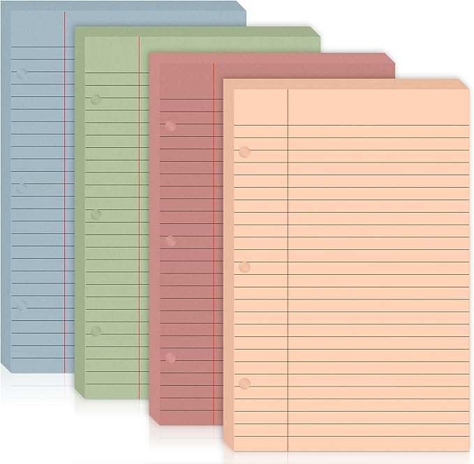 100 Sheets Half Letter Lined Paper 5.5 X 8.5 In Colored Notebook Paper College Ruled Loose Leaf Paper 3 Hole Punched Half Mini Binder Inserts Fit 3 Ring Binder for School Office