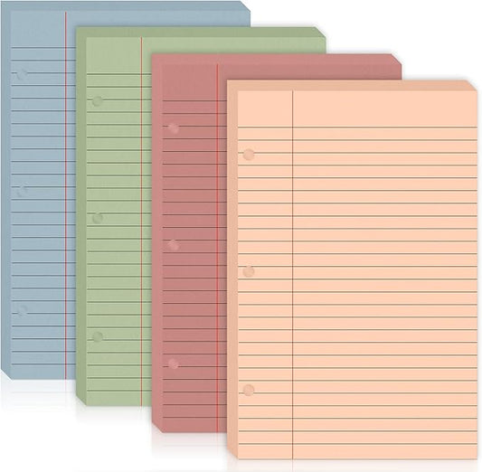 100 Sheets Half Letter Lined Paper 5.5 X 8.5 In Colored Notebook Paper College Ruled Loose Leaf Paper 3 Hole Punched Half Mini Binder Inserts Fit 3 Ring Binder for School Office