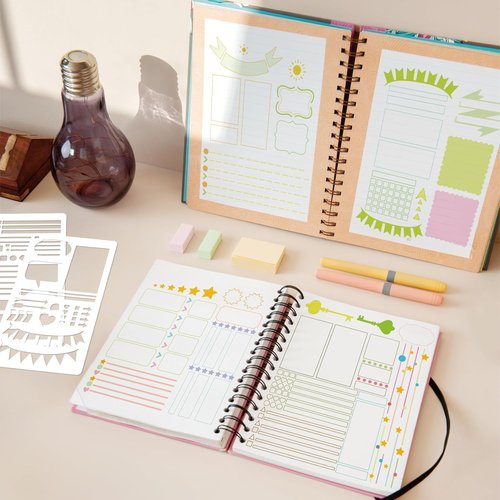 Skiennix 21-Piece Journal Stencil Set - Perfect for Planners, Scrapbooking & DIY Projects | 4 x 7 Inch