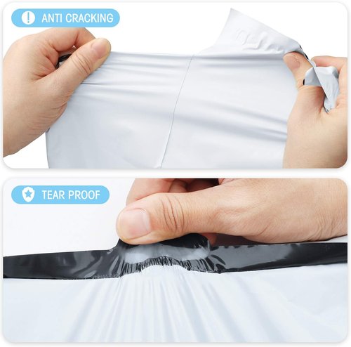 Fuxury Poly Mailers - 10x13 Inch White Self-Sealing Shipping Envelopes | 200 Pcs for Enhanced Durability