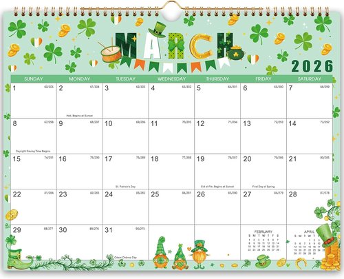 2026 Wall Calendar by [Brand Name] - 12 Months with Holidays | Large Block Design, 14.6'' x 11.4''