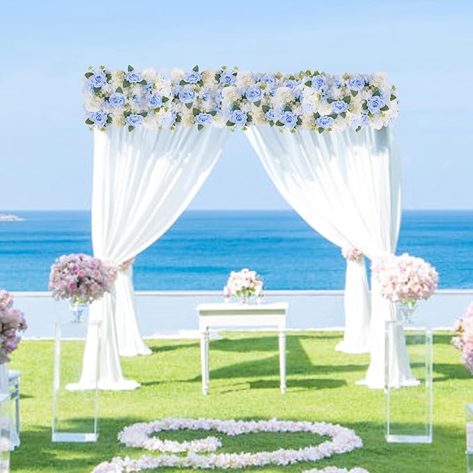 Flower Centerpieces for Tables - 10 Pack Wedding Arch Artificial Flowers Blue Arrangements Center Piece for Reception, Living Room, Kitchen, Dining Table Runner Decorations(20.5 * 9.4''/52 * 24cm)