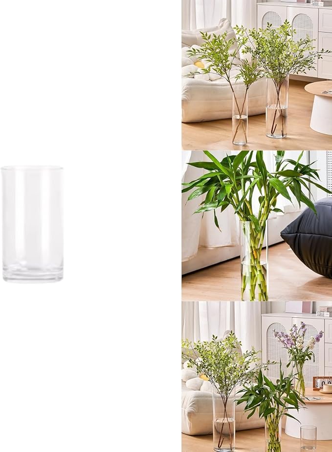 Clear Acrylic Decorative Vase for Flower Arrangements, Break-Resistant Tall Cylinder Vase for Wedding Centerpieces, Unbreakable Modern Plastic Vase for Home Decor