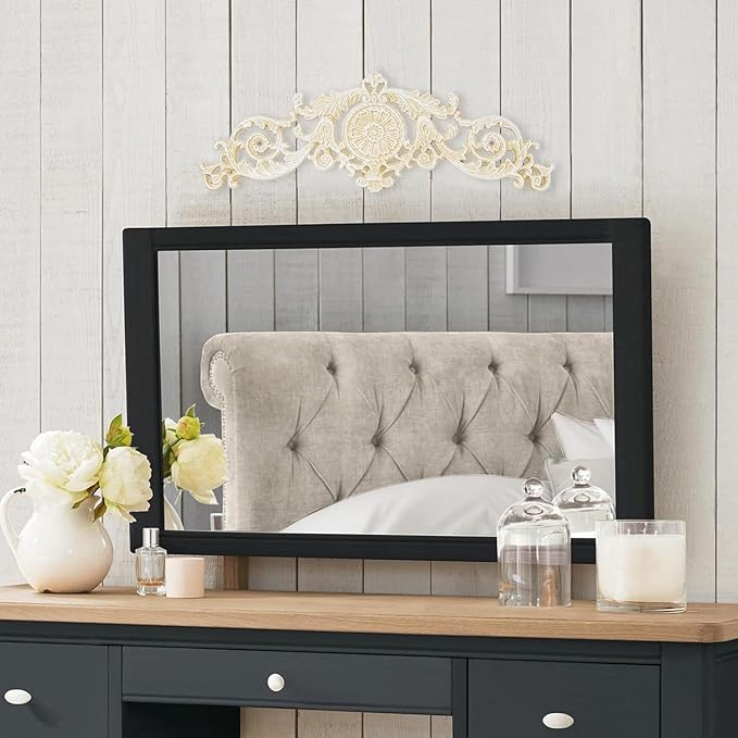 Sungmor Antique Style Cast Iron Wall Decor - Ornate Scroll and Floral Design Metal Plaque for Home or Garden Décor - Fireplace Mantel, Furniture Decorative Accent - 17.5 Inch & Vintage White Finish